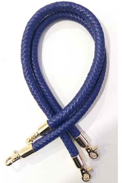 angel çanta aksesuar Μακριά Μπλε Πλεκτή Τσάντα - Ασημί Μεταλλική Λαβή