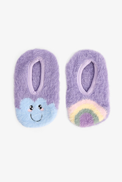 Penti Kız Çocuk Lila Cloud Gökkuşağı Nakışlı Kaymaz Tabanlı Ev Çetiği