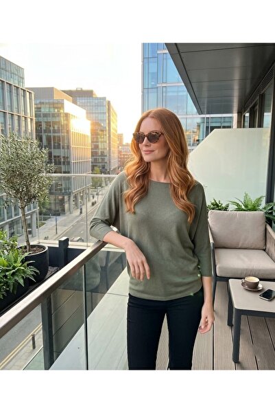 URUMDAY Merserize Bisiklet Yaka Truvakar (Kapri) Kol Triko Bluz