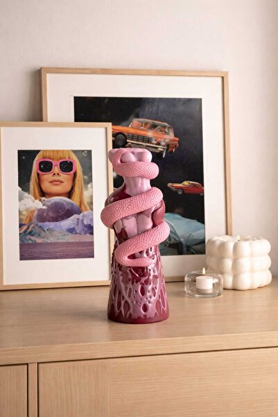 Yaratıcı sanatlar atölyesi Yılan Sarılı Başsız Nü Kadın Vücudu Heykel Mum Dek...