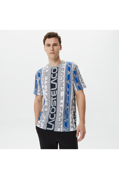 Lacoste Erkek Regular Fit Bisiklet Yaka Baskılı Gri T-Shirt