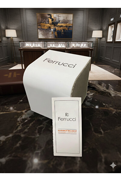 Ferrucci Milano Kadın Metal Kordon Silver Gold Yeşil Yuvarlak Kadran Kol Saat...