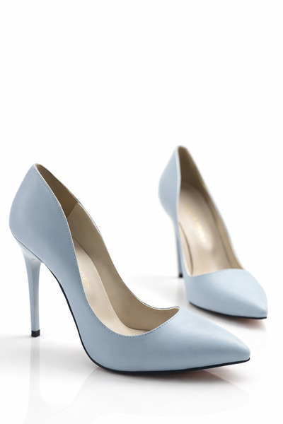 HAYYSHOES AURORA Bebe Mavi Mat Stiletto Kadın Yüksek Topuklu Ayakkabı 10 Cm