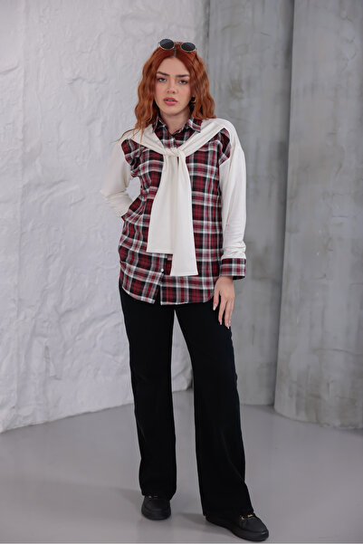 zenne Emphasized Plaid Shirt White - 6450