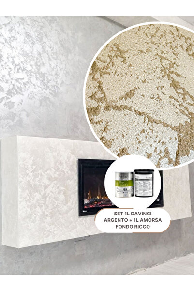 Ferrara Design Set de 2 buc, vopsea decorativa Davinci argento(tenta crem) 1l...