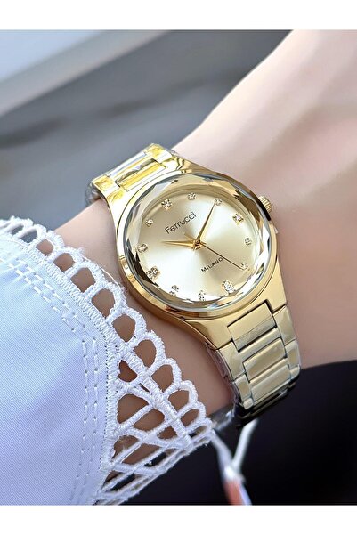 Ferrucci Milano Silver Stone Dial Silver & Gold Metal Cord Women Wrist Watch