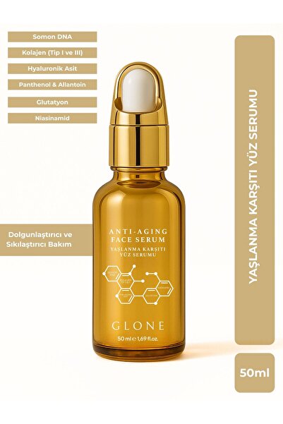 GLONE Yaşlanma Karşıtı Yüz Serumu | 50ml | Somon DNA & Kolajen | Sıkılaştırıc...