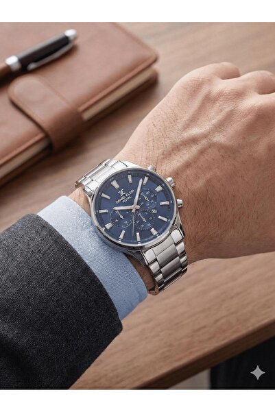 Daniel Klein Erkek Lacivert Royal Dekor Kadran Gümüş Metal Kordon Şık ve Mode...