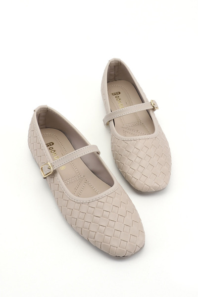 GÖNDERİ(R) Women's Beige Mary Jane Ballerinas
