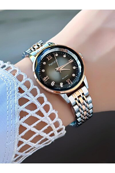 Ferrucci Milano Women's Wrist Watch - Cutout Glass Stone Dial, Stylish Metal ...
