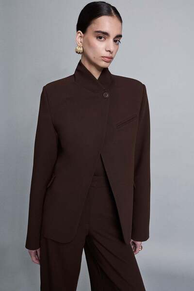 VATKALI Stand-Up Collar Buttoned Blazer Jacket