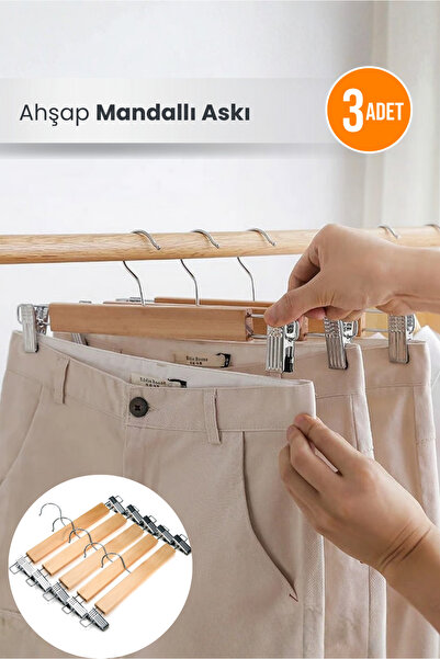 Orvila 3 Ξύλινα μανταλάκια παντελόνια και κρεμάστρα ρούχων