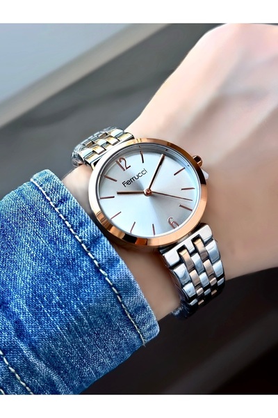 Ferrucci ساعة يد نسائية بسلك معدني