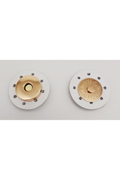 angel çanta aksesuar Gerçek Derili Mıknatıslı Çıtçıt Beyaz Light Gold Metalli