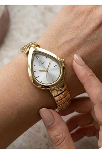 Homies Women's Silver Metal Cord Silver Dial Stone Detailed Women's Wristwatc...