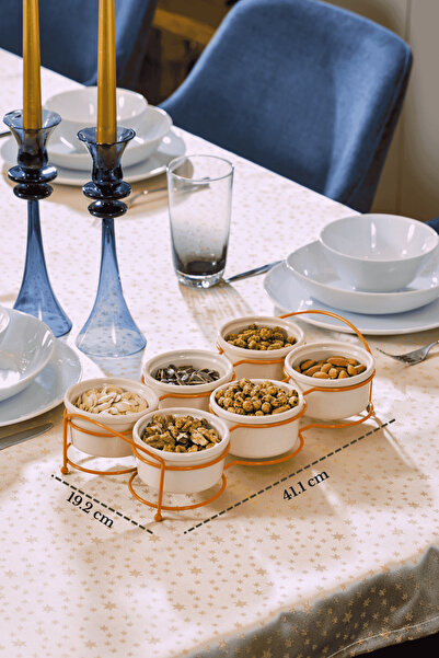 Edora Home Turuncu Altı Bölmeli Çerezlik, Sosluk, Reçellik, Sunumluk, Kahvalt...