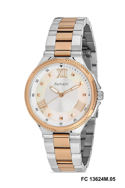 Ferrucci ساعة يد نسائية بسلك معدني