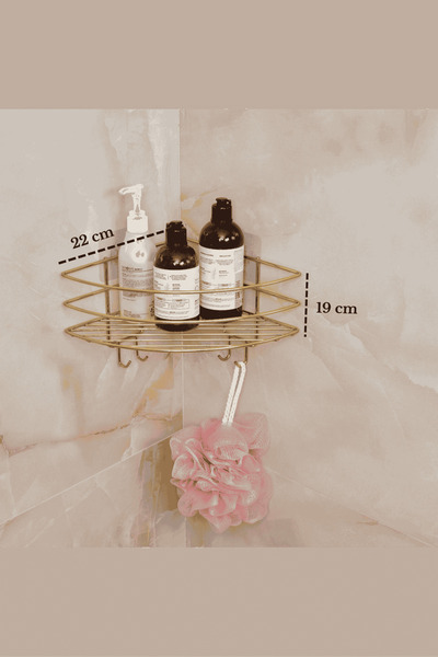 Edora Home Ματ χρυσό αυτοκόλλητο γωνιακό ράφι οργάνωσης ντους Θήκη για σαμπου...