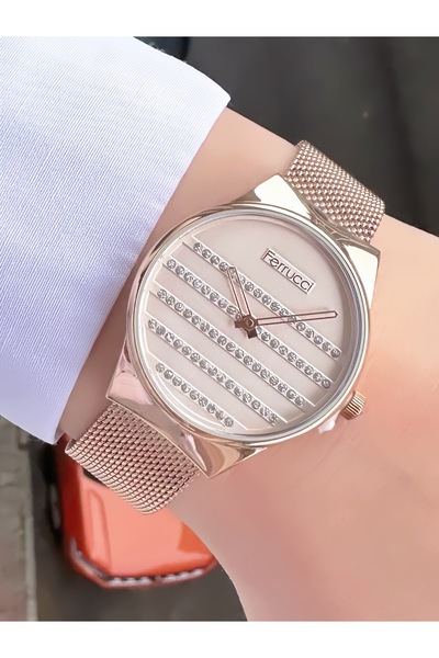 Ferrucci ساعة يد نسائية بحزام ويكر