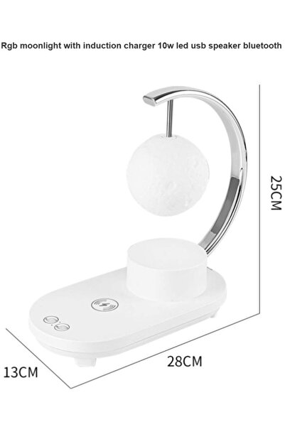 verk group Φωτιστικό φεγγάρι RGB με ασύρματο φορτιστή 10W και ηχείο Bluetooth
