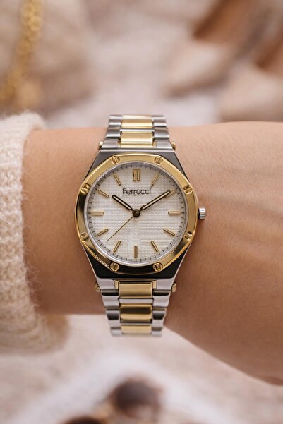 Ferrucci Women's Double Color Gold Silver Metal Cord Wristwatch with 2 Years ...