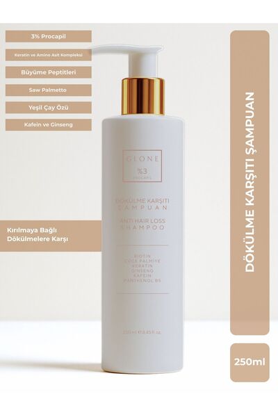 GLONE %3 Procapil Dökülme Karşıtı Şampuan 250ml – Biotinli, Keratinli, Ginsen...