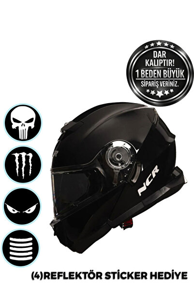 NCR Stars Çene Açılır Parlak Siyah Kask (Ece Belgeli)