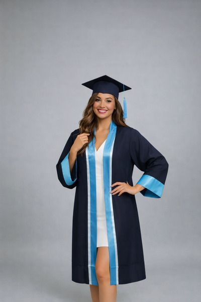 AYDAĞ ÜNİVERSİTE MEZUNİYET CÜBBESİ VE KEPİ LACİVERT VE TURKUAZ UNİSEX