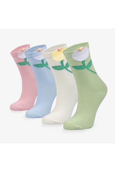 Bolero 4'lü Çiçekli Kadın Soket Çorap