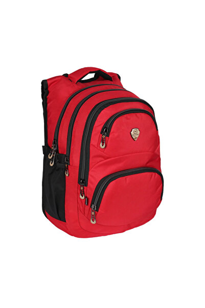 Relaxion 2226 Κόκκινο υφασμάτινο σακίδιο πλάτης με αδιάβροχη επένδυση