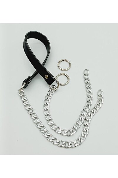 angel çanta aksesuar Λαβή τσάντας από συνθετικό δέρμα ραμμένη ασημί αλυσίδα μ...