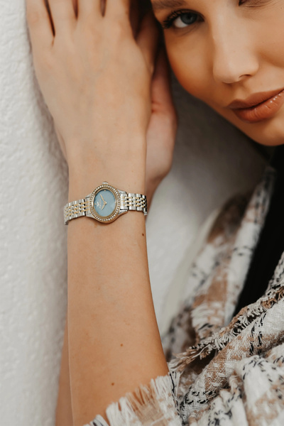 FERRO Silver and Yellow Steel Cord Women's Wristwatch Fl21753A-D15 3Atm Water...