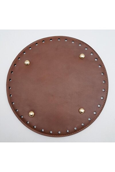 angel çanta aksesuar 22 cm-es barna műbőr kerek táska - világos arany fém talp