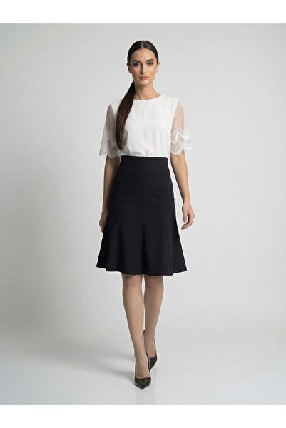 Genel Markalar Apsen Kadın Siyah Mevsimlik Parçalı Kloş Midi Etek 1896-63