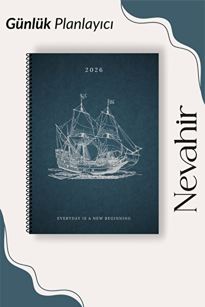 Nevahir Günlük Planlayıcı Defter 2026 A5 100 gr Kalın Kağıt Helezon Planner O...
