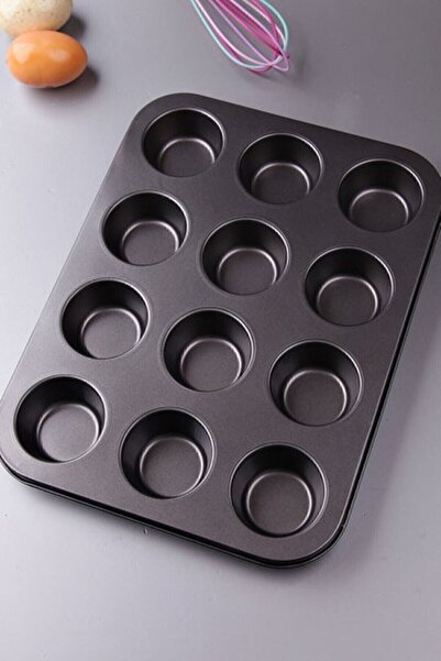 Enfa Home Premium Kalite 12'li Muffin Kalıbı, 1. Sınıf Premium Metal Kek Kalıbı