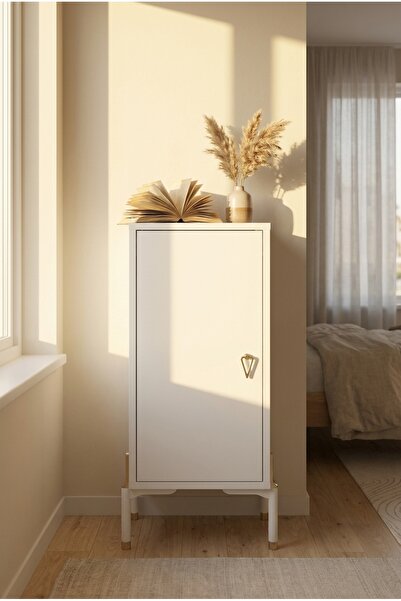 FOR WOMAN DESİGN Ahşap Komodin Dolap 1 Kapaklı Modern Minimal Şık Depolama Çö...
