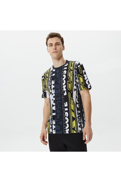 Lacoste Erkek Regular Fit Bisiklet Yaka Baskılı Siyah T-Shirt