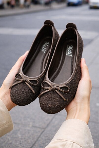 modastilin Παπούτσια από ύφασμα Tweed Mary Jane Ballerina με κομψή αγκράφα κα...