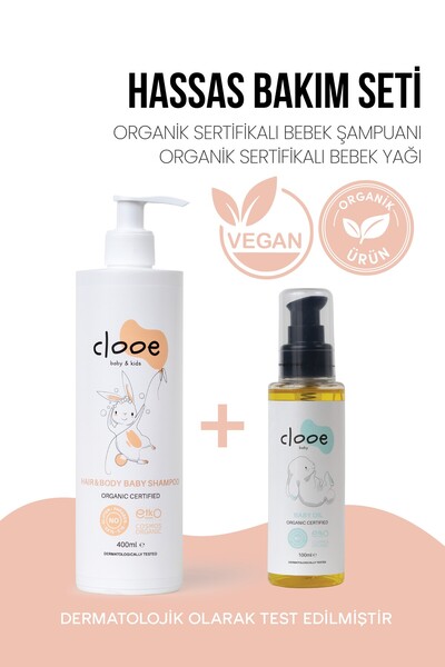 clooe Vegan Organik Göz Yakmayan SLS İçermeyen Bebek Şampuanı ve Konak Önleyi...