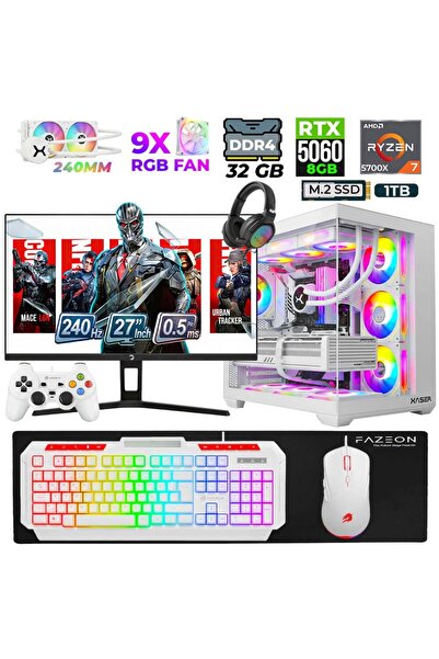 XASER Sword X55 Ryzen 7 5700X 32GB 1TB M.2 SSD 8GB RTX5060 27" 240Hz Sıvı Soğ...