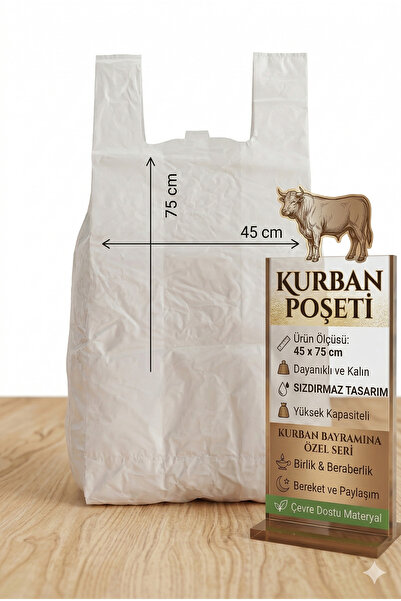 hopsepete Ekstra Kalın Sızdırmaz Kurban Poşeti 45x75 cm - 25-35 KG Kapasiteli...