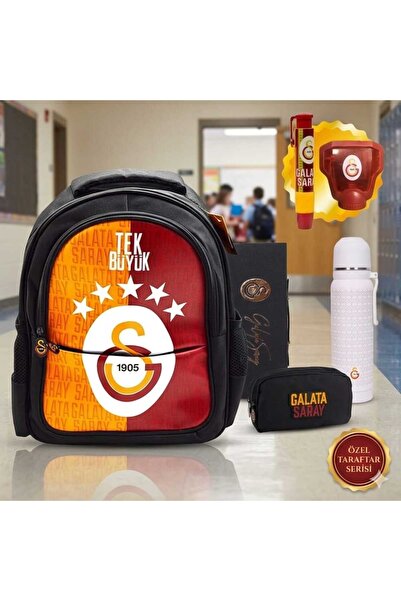 Galatasaray 3 Compartment''5 Star Single Large'' Synthetic Leather School Bag...