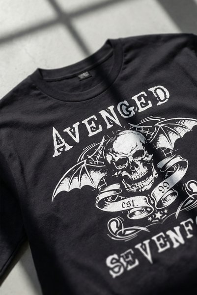 Kendim Seçtim Tricou cu mânecă lungă, negru, cu imprimeu Avenged Sevenfold A7X Metal Music Design
