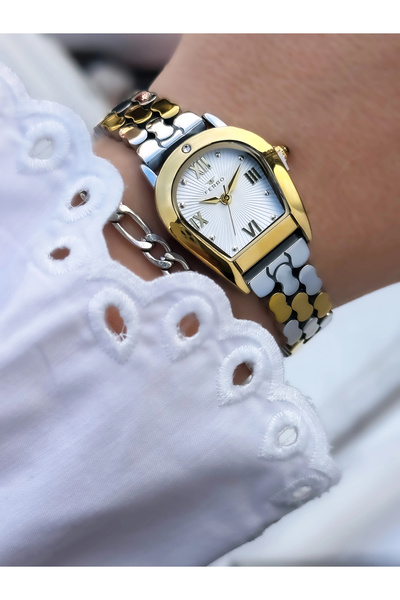 FERRO Yellow and Silver Steel Cord Women's Wristwatch Fl88211A-D 3 Atm Water ...