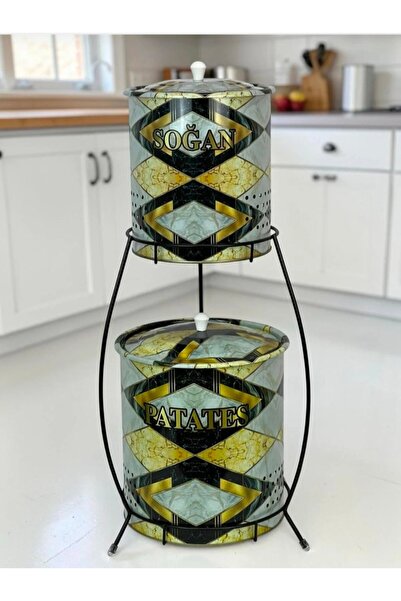 metalshop 2 Katlı Küçük Boy Metal Patates Soğan Kovası - Sebzelik - Patates S...