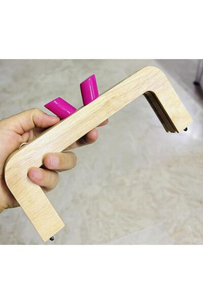 angel çanta aksesuar Angel 20 cm Pink Cylinder Burs - Bag Accessory with Wood...