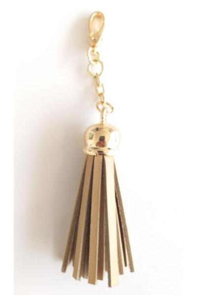 angel çanta aksesuar Manșon din piele naturală cu ciucuri, culoare naturală