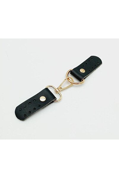 angel çanta aksesuar Γάντζος από γνήσιο δέρμα (κλειδαριά) μαύρο με ανοιχτόχρω...