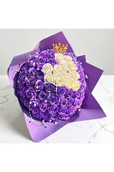 velve Buchet Royal Purple cu 101 trandafiri de sapun si accesorii decorative,...